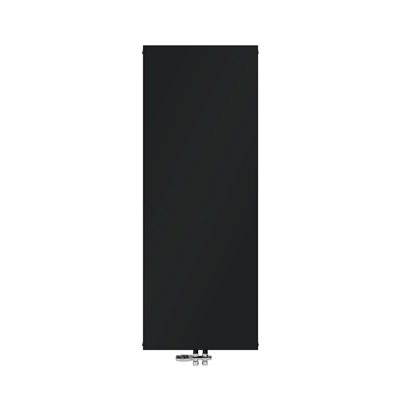 Badheizkörper Einlagig 1600x604 mm Schwarz matt mit Mittelanschluss und Boden Anschlussgarnitur LuxeBath