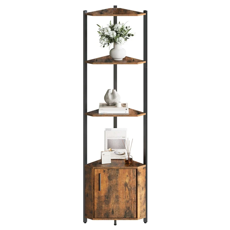Garvee Badezimmerschrank mit 5 Ebenen, 147,3 cm, für Bad und Gäste-WC, Braun