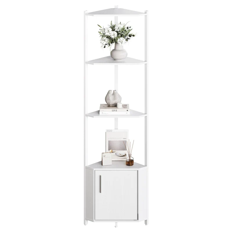 Garvee Badezimmerschrank mit 5 Ebenen, 147,3 cm, für Bad und Gäste-WC, Weiß