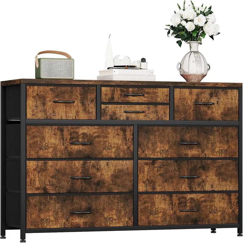 Garvee Kommode mit 10 Schubladen, für Schlafzimmer und Wohnzimmer, Tigerstreifen