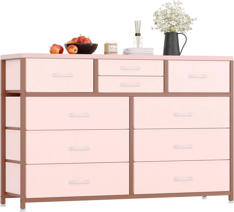 Garvee Kommode mit 10 Schubladen, für Schlafzimmer und Wohnzimmer, Rosa