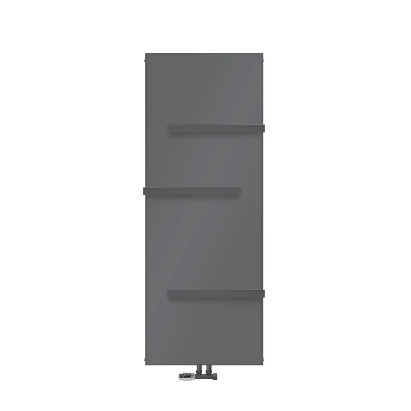 Badheizkörper 1600x604 mm Anthrazit mit Wand Anschlussgarnitur inkl. 3x Handuchhalter ML-Design