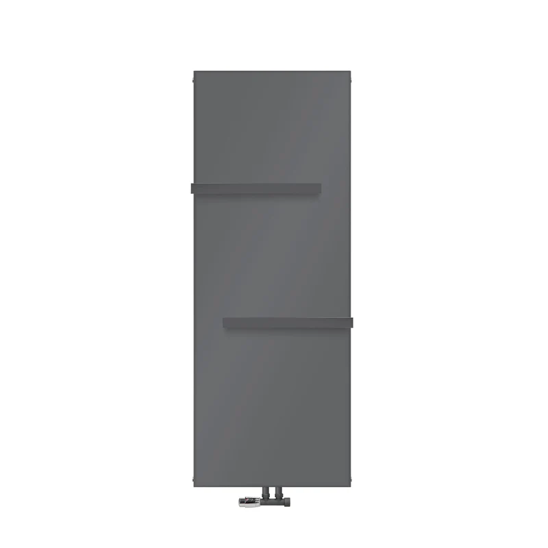 Badheizkörper 1600x604 mm Anthrazit mit Wand Anschlussgarnitur inkl. 2x Handuchhalter ML-Design