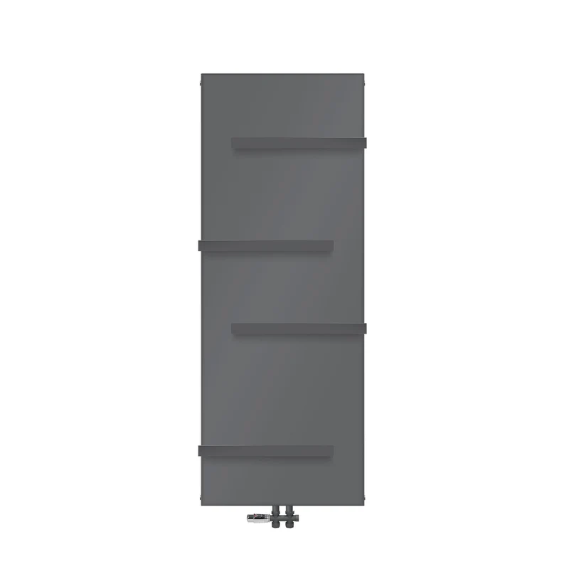 Badheizkörper 1600x604 mm Anthrazit mit Boden Anschlussgarnitur inkl. 4x Handuchhalter ML-Design