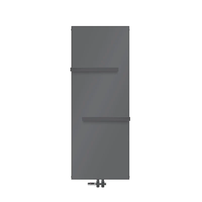 Badheizkörper 1600x604 mm Anthrazit mit Boden Anschlussgarnitur inkl. 2x Handuchhalter ML-Design