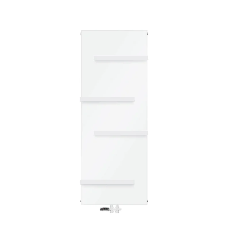 Badheizkörper 1600x604 mm Weiß mit Boden Anschlussgarnitur inkl. 4x Handuchhalter ML-Design