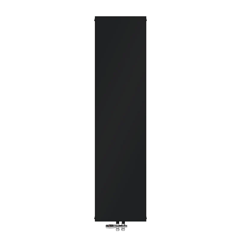 Badheizkörper Einlagig 1800x452 mm Schwarz matt mit Mittelanschluss und Boden Anschlussgarnitur LuxeBath