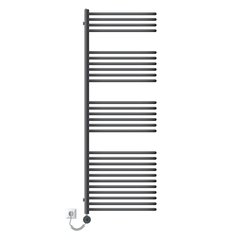 Elektrischer Badheizkörper mit Heizstab 1200W 500x1600 mm Anthrazit mit Thermostat Digitalanzeige LuxeBath