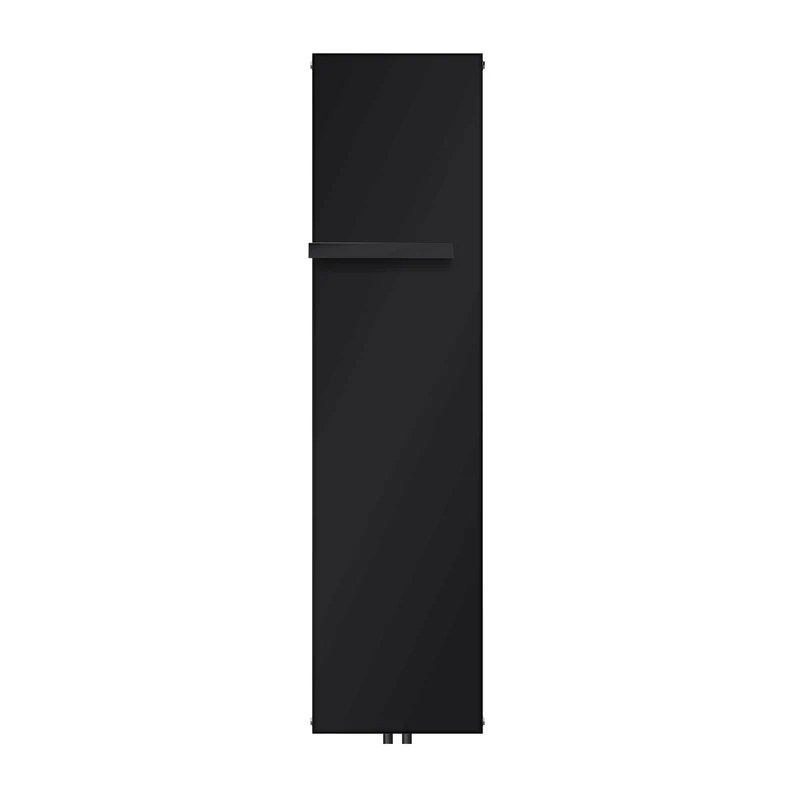 Badheizkörper flach Einlagig 1800x452 mm Schwarz matt mit Mittelanschluss inkl. 1x Handtuchhalter LuxeBath
