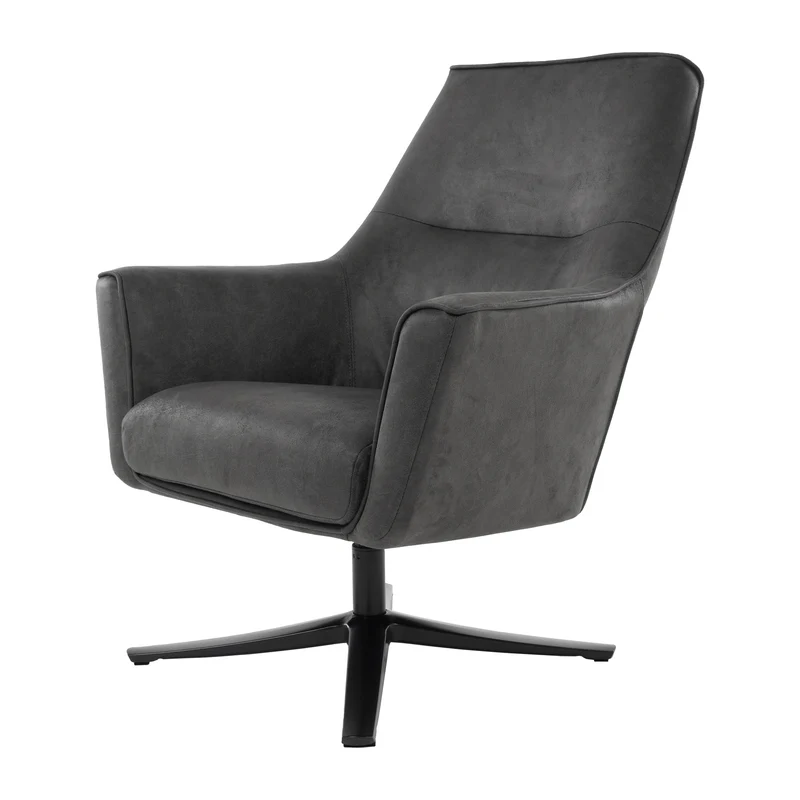 Loungesessel mit Armlehne 76x76x74 cm graphite aus Microleder WOMO-DESIGN
