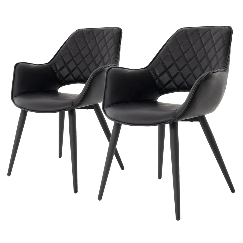 Esszimmerstuhl 2er Set 63x63 cm schwarz aus Kunstleder WOMO-DESIGN
