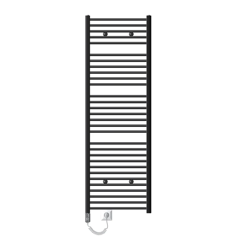 Elektrischer Badheizkörper mit Heizstab 900W 600x1800 mm Anthrazit gerade mit Seitenanschluss LuxeBath