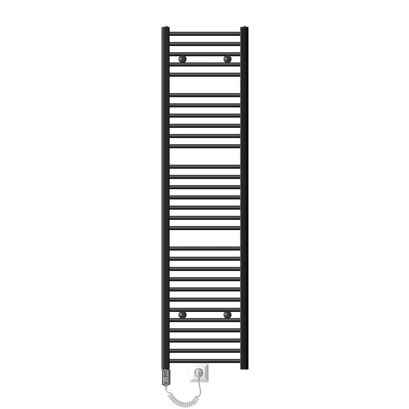 Elektrischer Badheizkörper mit Heizstab 1200W 400x1800 mm Anthrazit gerade mit Seitenanschluss LuxeBath