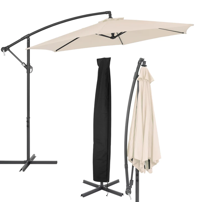 Sonnenschirm mit Kurbel Creme Ø 300 cm inkl. Abdeckung