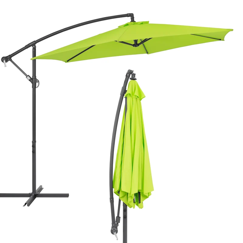 Sonnenschirm mit Kurbel Grün Ø 300 cm aus Polyester und Aluminium