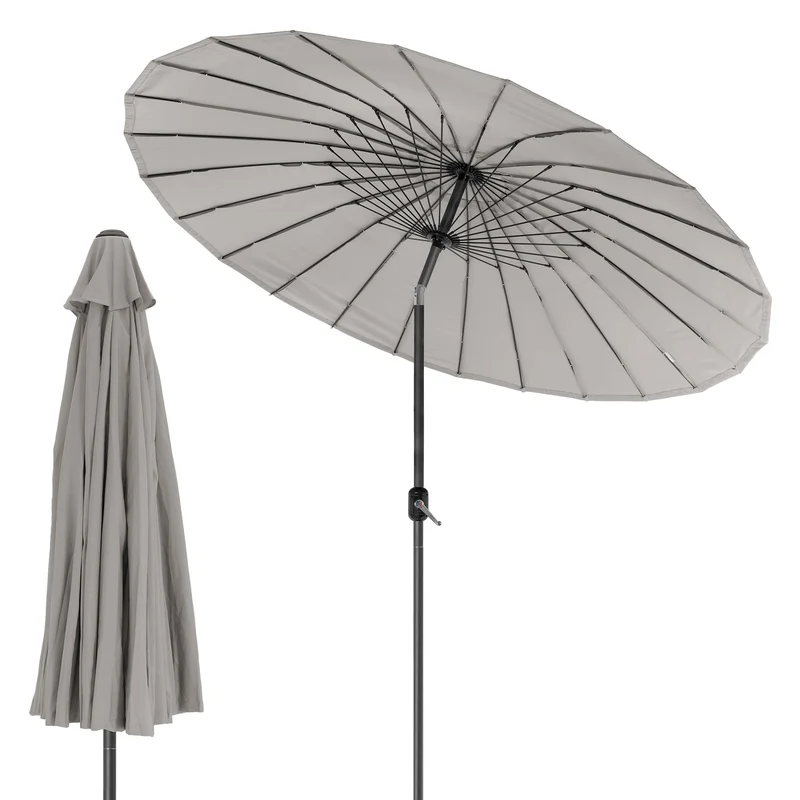 Sonnenschirm Shanghai Ø 325 cm Taupe aus Aluminium und Polyester ML-Design