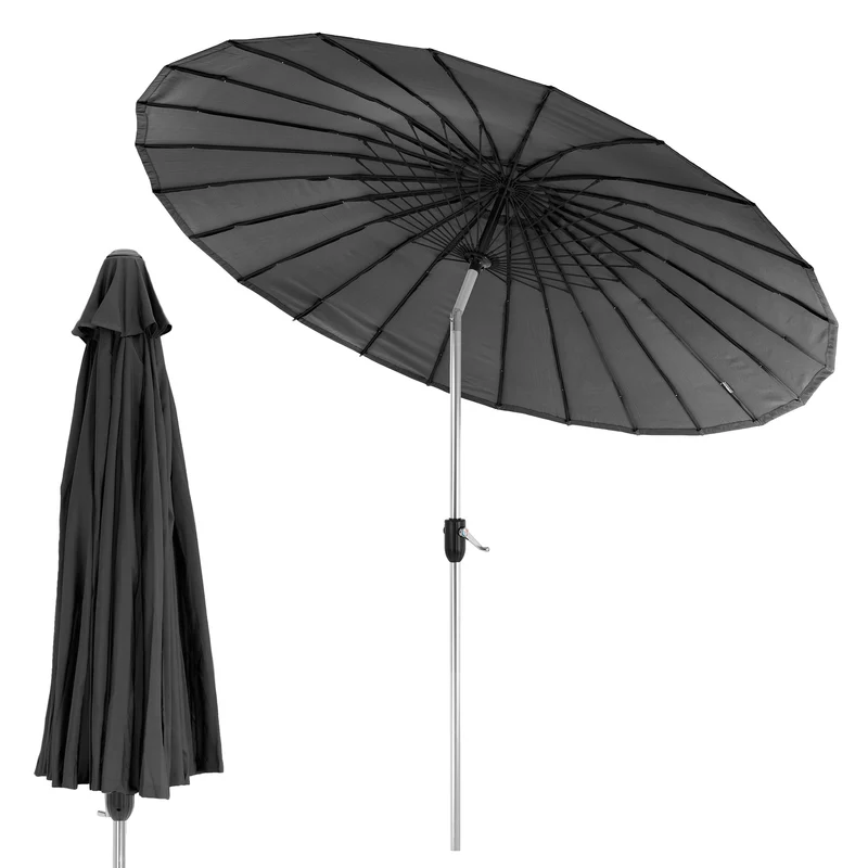 Sonnenschirm Shanghai Ø 270 cm Schwarz aus Aluminium und Polyester ML-Design