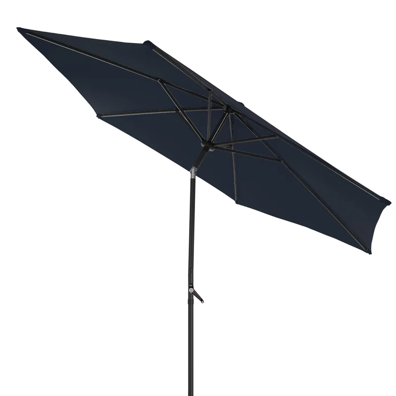 Sonnenschirm mit Kurbel Ø 300 cm Navy-Blau aus Polyester