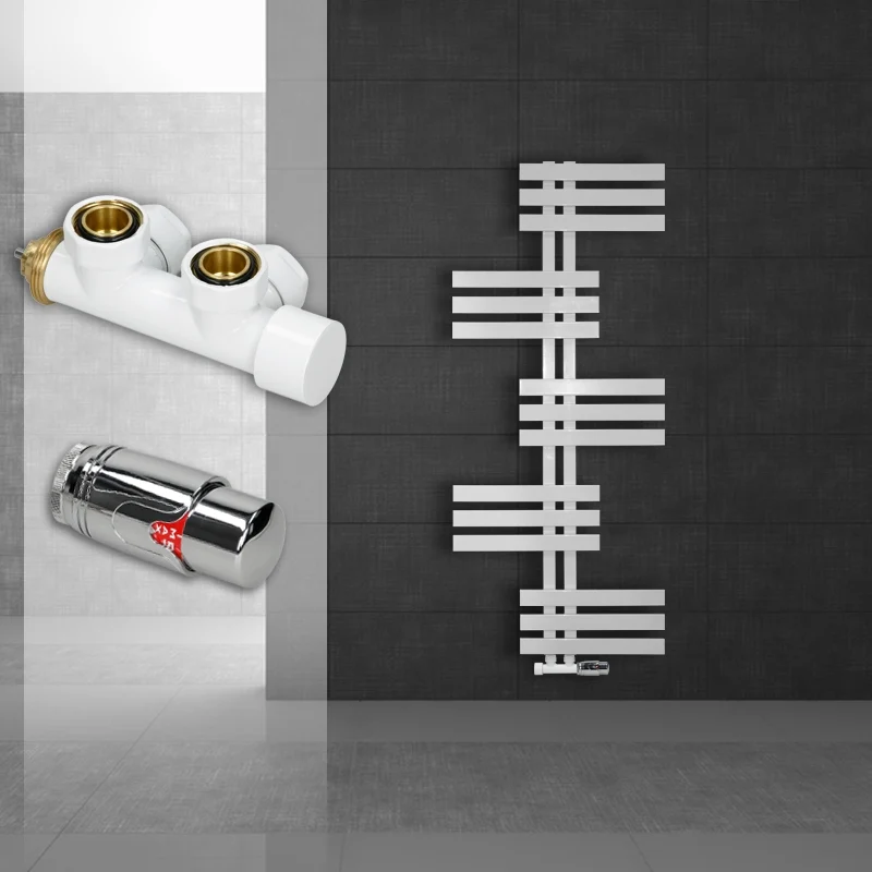 Badheizkörper Leon 600x1000 mm Weiß mit Wand Anschlussgarnitur