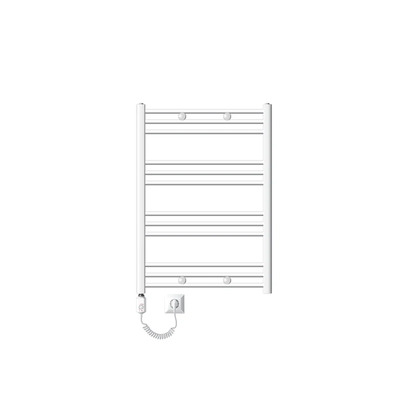 Elektrischer Badheizkörper mit Heizstab 600W 750x800 mm Weiß gerade mit Seitenanschluss LuxeBath