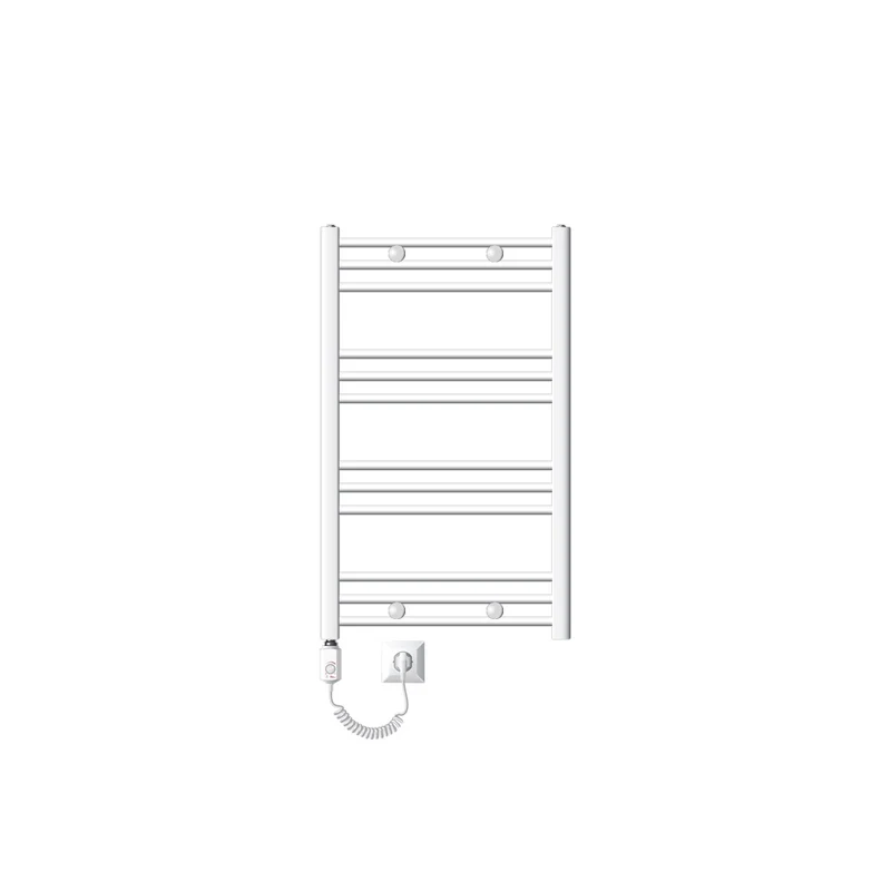 Elektrischer Badheizkörper mit Heizstab 600W 600x800 mm Weiß gebogen mit Seitenanschluss LuxeBath