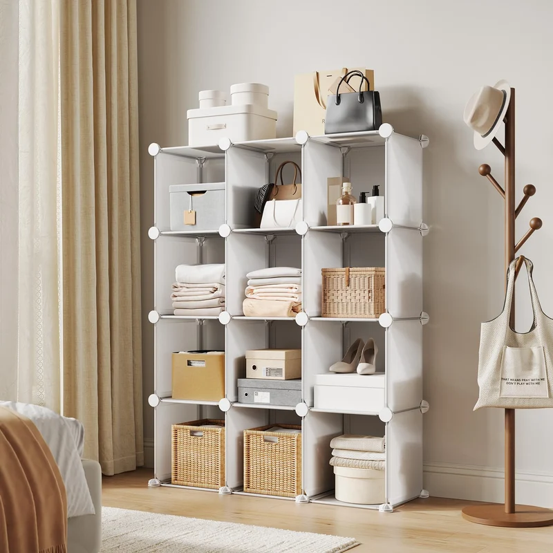 Garvee Aufbewahrungsregal mit 12 Würfelfächern, 32 cm, für Wohnzimmer und Schlafzimmer, Weiß