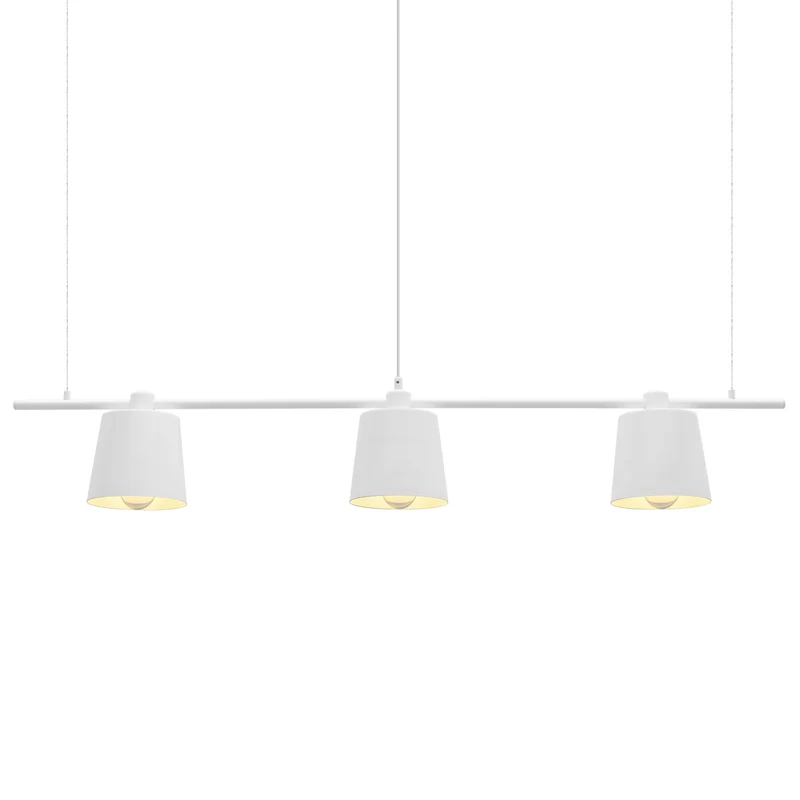 Hängelampe 3 flammige 140 cm E27 Weiß aus Metall mit drei LED-Lampe 4W
