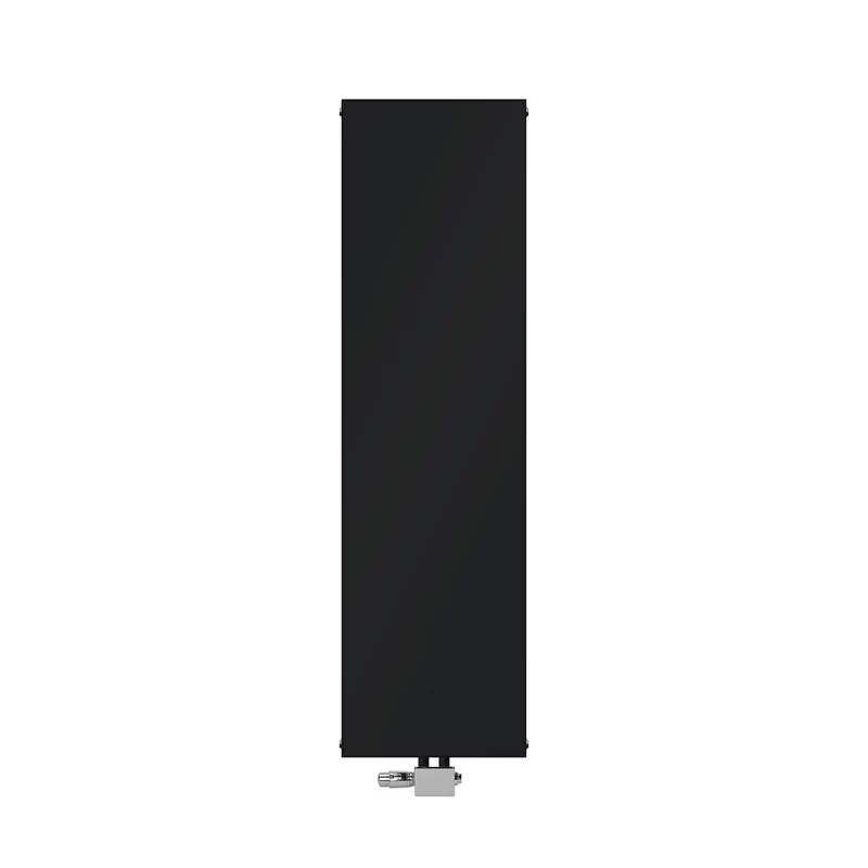 Badheizkörper Einlagig 1600x452 mm Schwarz matt mit Mittelanschluss und Universale Anschlussgarnitur LuxeBath