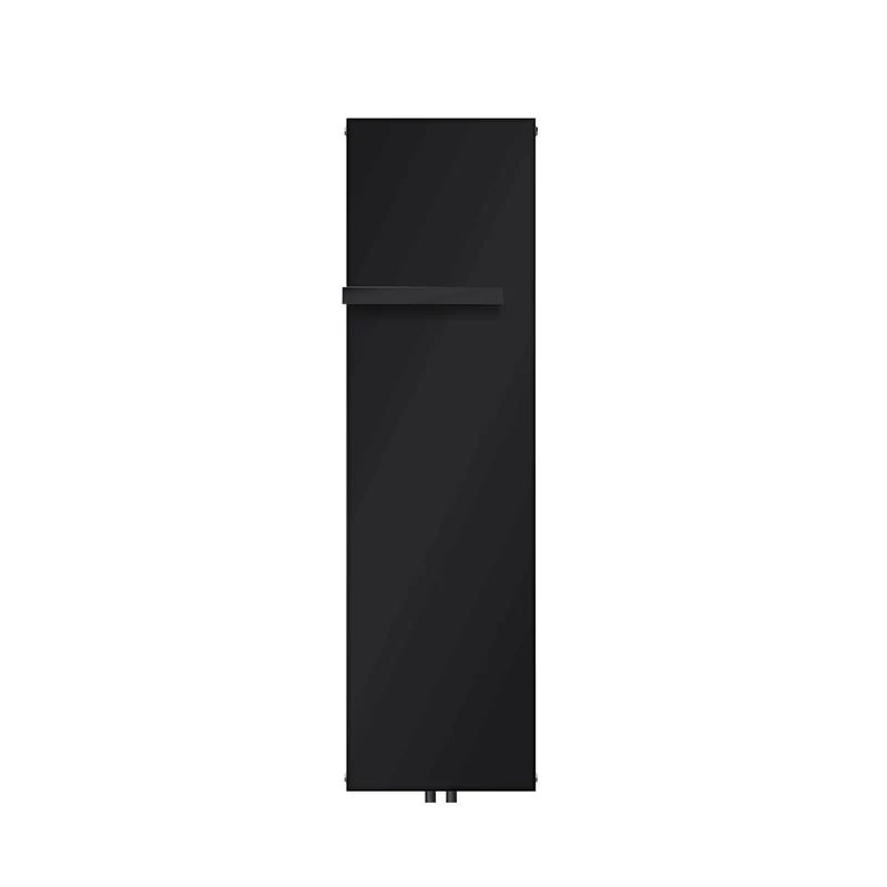 Badheizkörper flach Einlagig 1600x452 mm Schwarz matt mit Mittelanschluss inkl. 1x Handtuchhalter LuxeBath