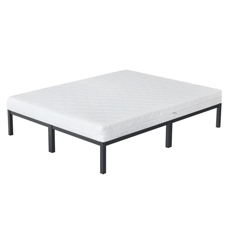 Bettgestell Doppelbett 160x200cm aus Metall in Anthrazit mit Lattenrost & Matratze H-16cm ML-Design