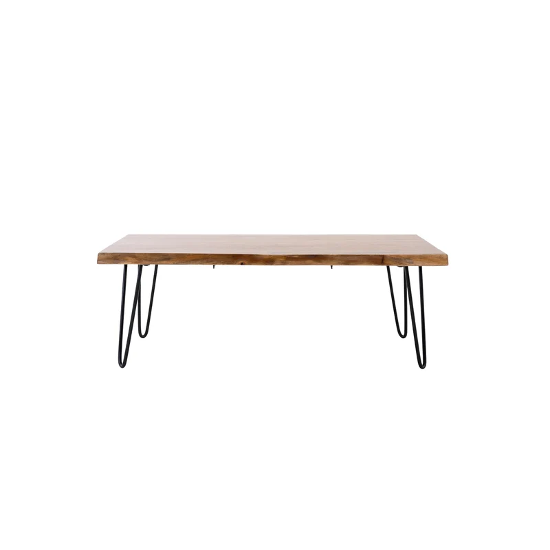 Couchtisch rechteckig 110x60x39 cm Schwarz aus Akazienholz und Stahl WOMO-Design