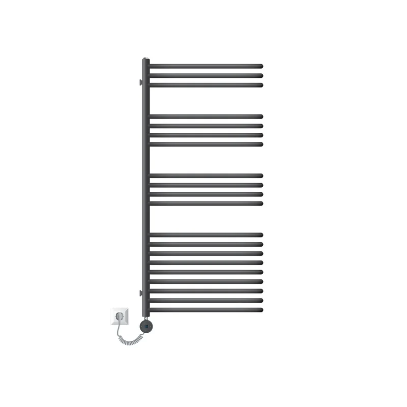 Elektrischer Badheizkörper mit Heizstab 1200W 500x1200 mm Anthrazit mit Thermostat Digitalanzeige LuxeBath