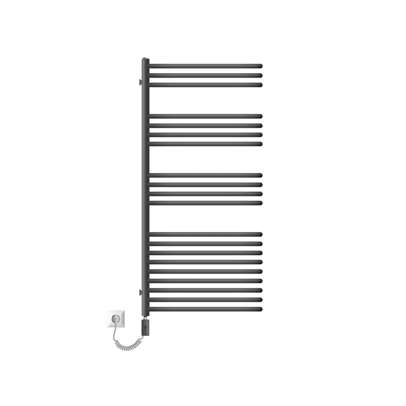 Elektrischer Badheizkörper mit Heizstab 1200W 500x1200 mm Anthrazit mit Thermostat Touchbedienung LuxeBath