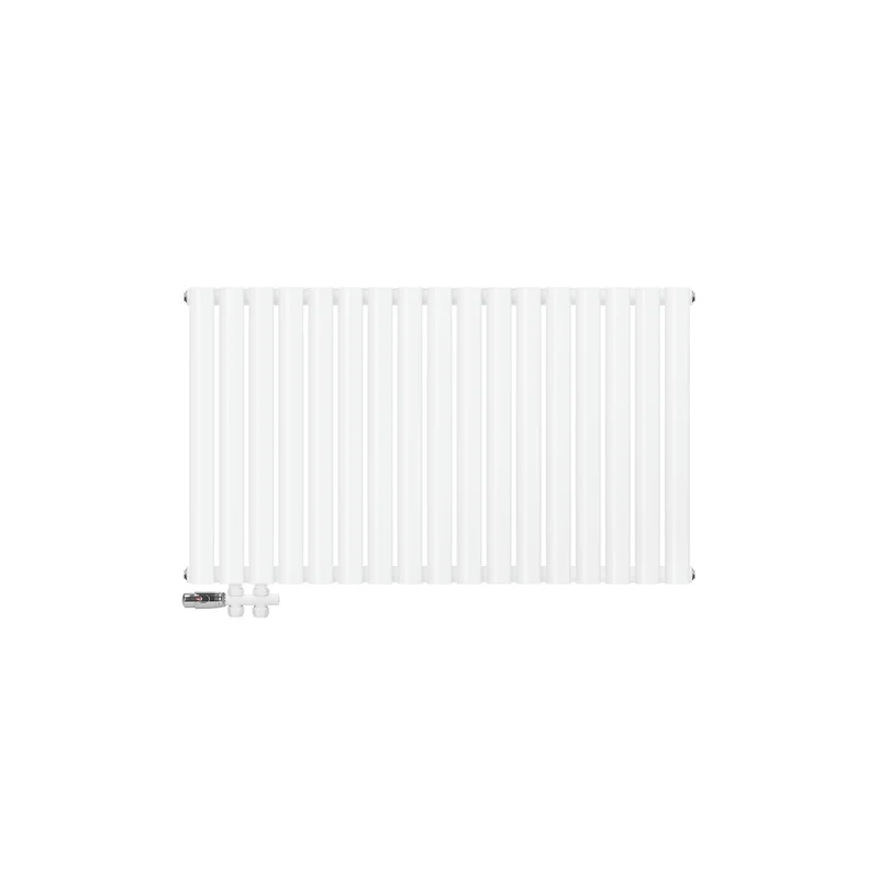 Paneelheizkörper Einlagig 600x1020 mm Weiß mit Boden Anschlussgarnitur ML-Design