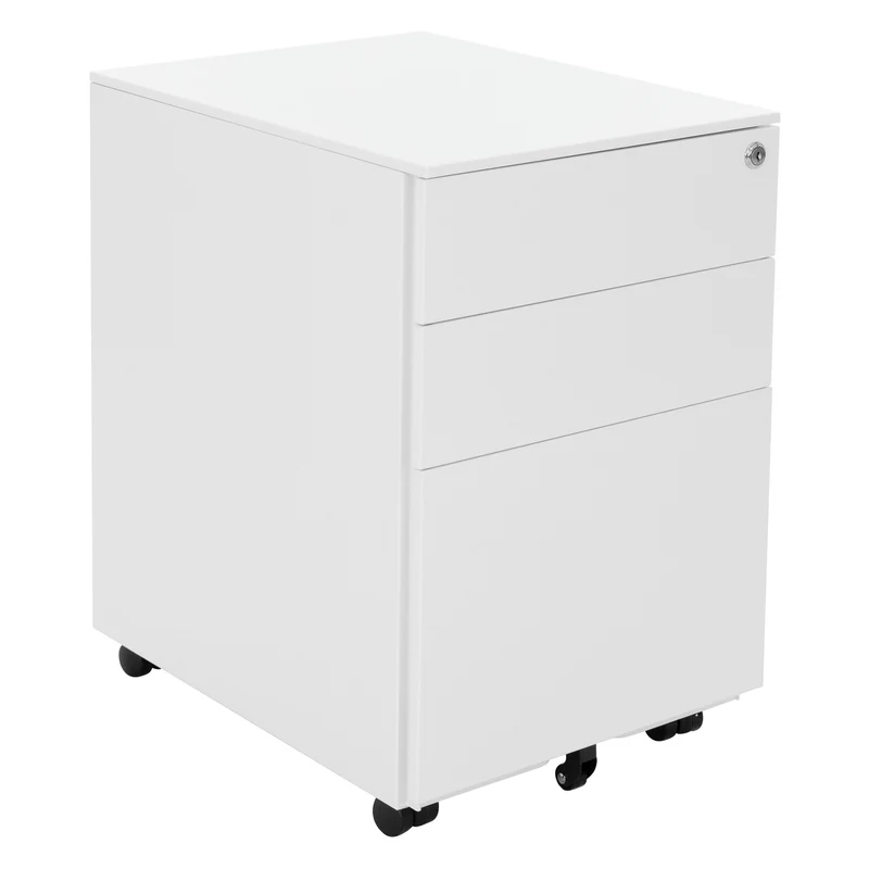 Rollcontainer mit drei Schubladen 39x50x56 cm Weiß aus Stahl ML-Design