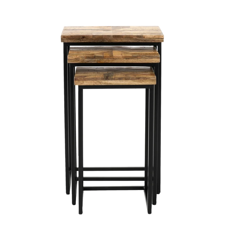 Beistelltisch 3er Set Natur aus Mangoholz WOMO-Design