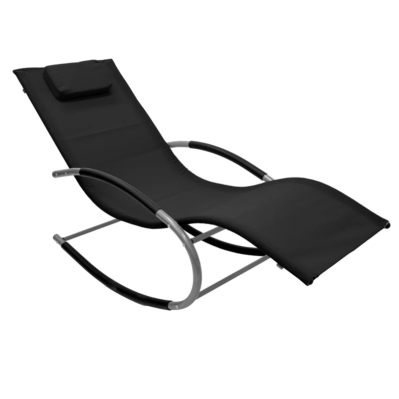 Schaukelliege mit Kopfkissen und Seitentasche Schwarz aus Polyester ML-Design