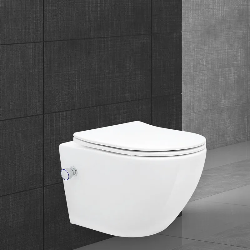 Wand-WC Hänge Toilette aus Keramik 55,5 cm lang Spülrandlos mit Softclose