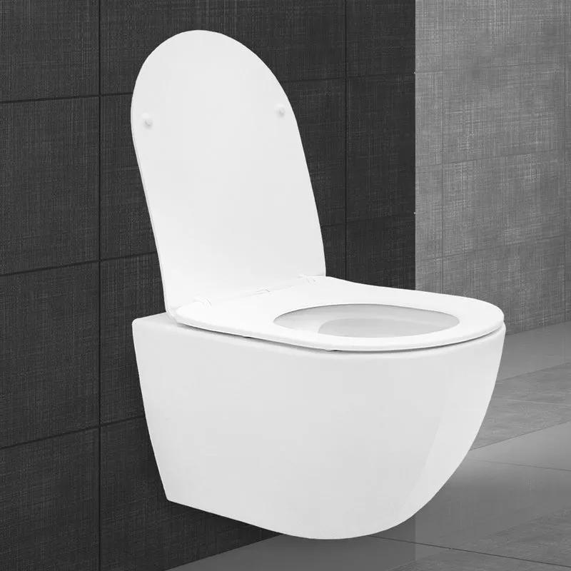 Wand-WC Hänge Toilette aus Keramik 49 cm lang Spülrandlos mit Softclose Luxebath