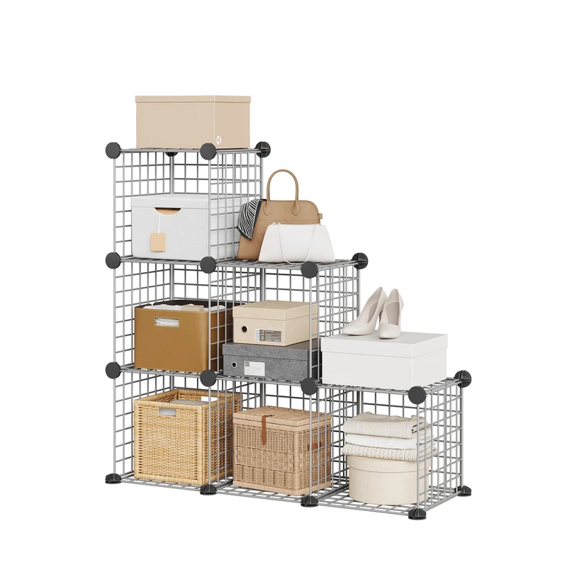 Garvee Aufbewahrungsregal mit 6 Würfelfächern, 32 cm, für Wohnzimmer und Schlafzimmer, Grau