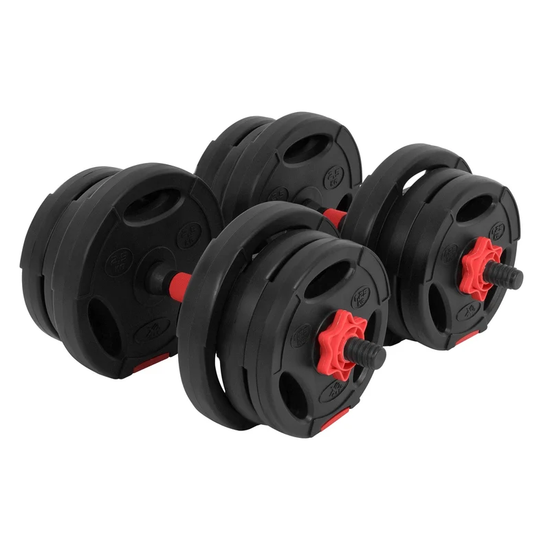 Hantelset Langhantel und Kurzhantel 20 kg 2 in 1 aus PVC und Gummi