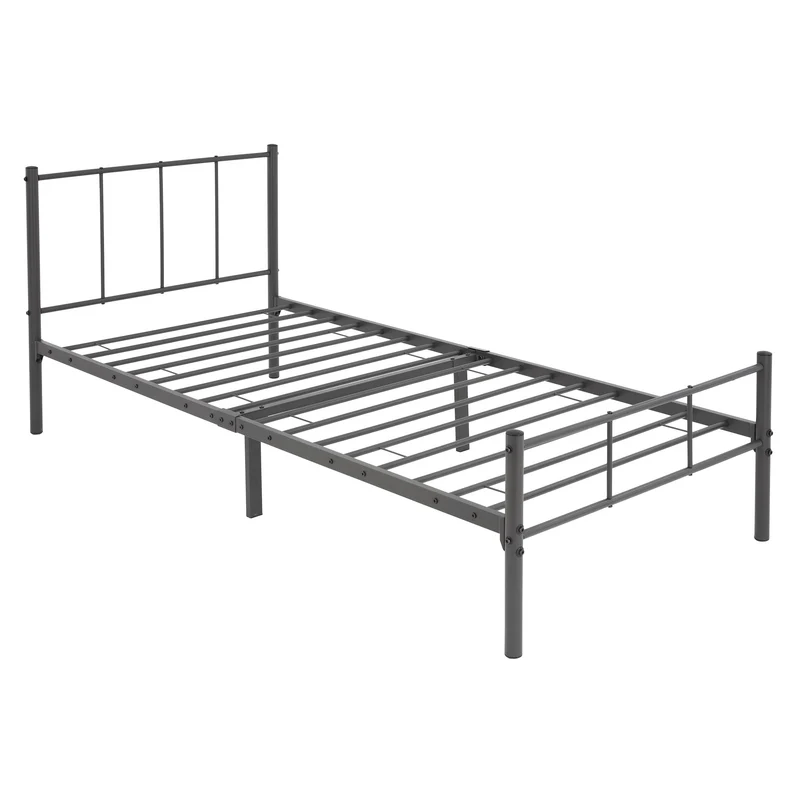 Bettgestell Einzelbett 90x200cm aus Metall in Anthrazit mit Lattenrost ML-Design