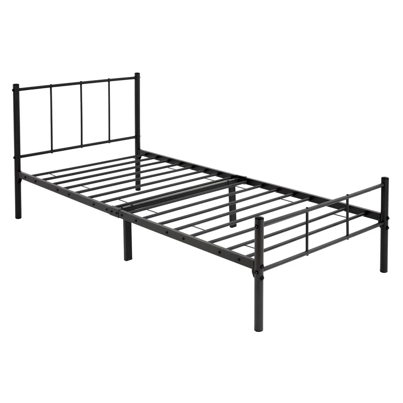 Bettgestell Einzelbett 90x200cm aus Metall in Schwarz mit Lattenrost ML-Design