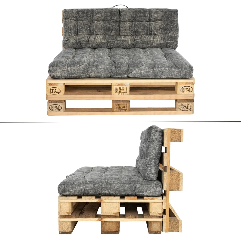 Palettenkissen 2er Set Grau 118x79 cm aus Baumwolle
