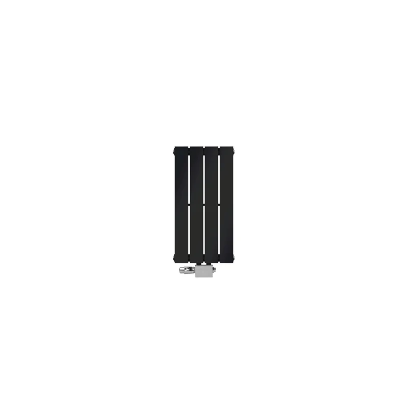 Badheizkörper Einlagig Vertikal 600x300 mm Schwarz inkl. Anschlussgarnitur mit Thermostat Universal LuxeBath