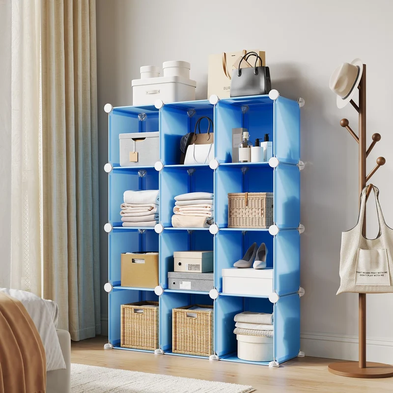 Garvee Aufbewahrungsregal mit 12 Würfelfächern, 32 cm, für Wohnzimmer und Schlafzimmer, Blau