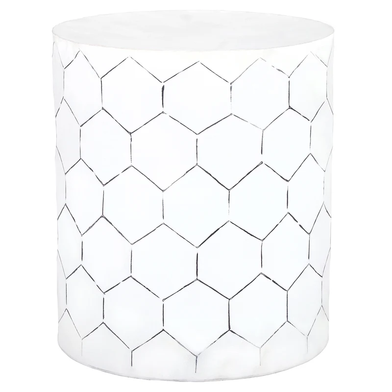 Beistelltisch Ø 38x45 cm Weiß aus Metall WOMO-Design