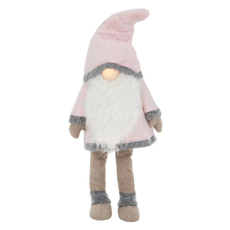 LED Wichtel-Figur 158 cm rosa/weiß aus Kunststoff und Polyester