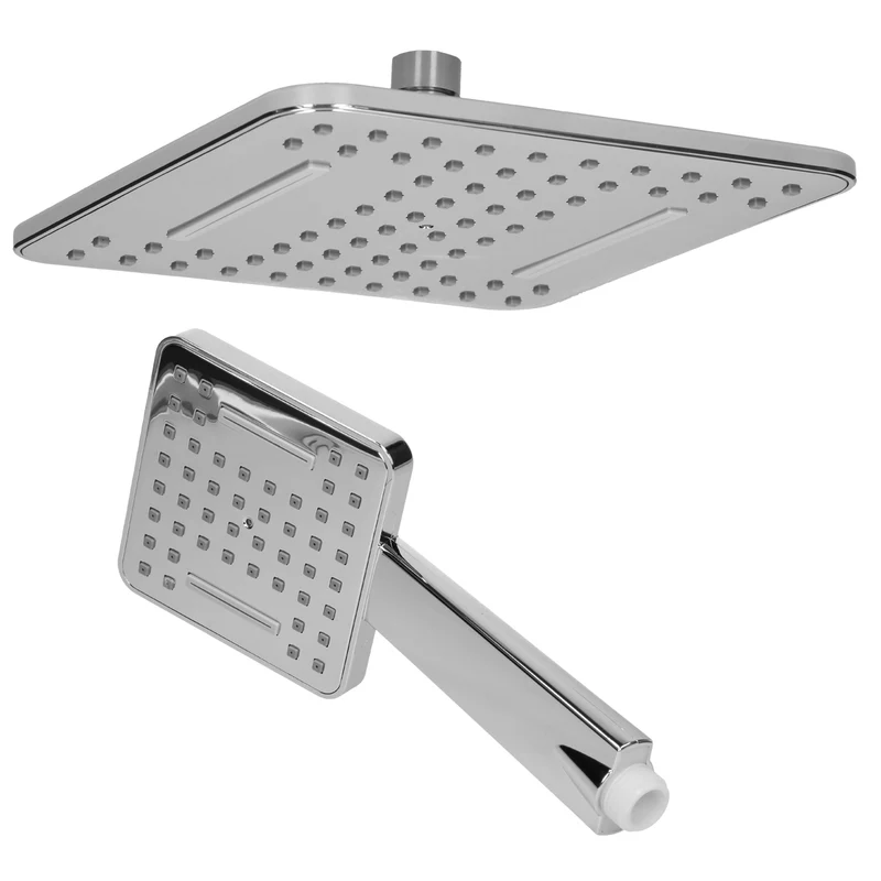 Regendusche Set eckig HellGrau aus Edelstahl