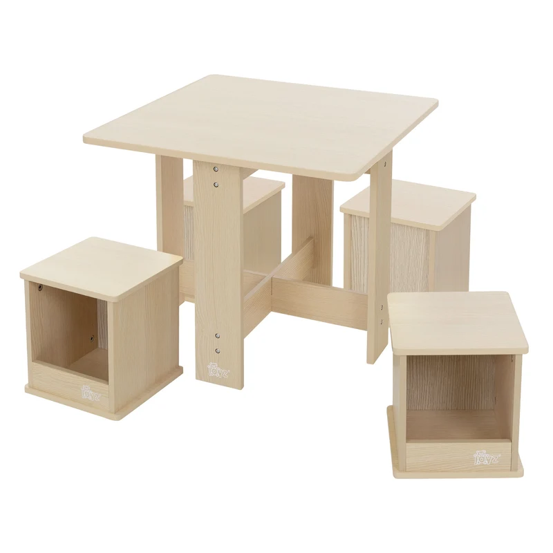 Kindersitzgruppe 5-teilig mit Tisch und 4 Stühlen aus Holz Joyz